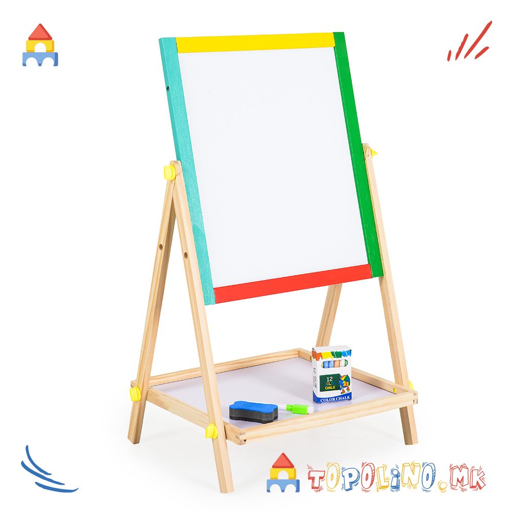 Дрвена Табла за Пишување 2 во 1 - Moni Toys