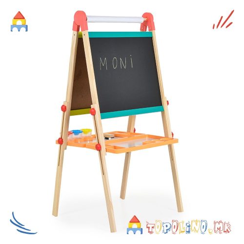 Дрвена Табла за Пишување со Магнети 2 во 1 - Moni Toys