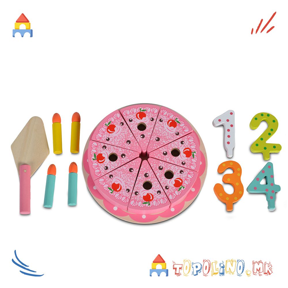 Дрвена Играчка Роденденска Торта - Moni Toys - Image 5