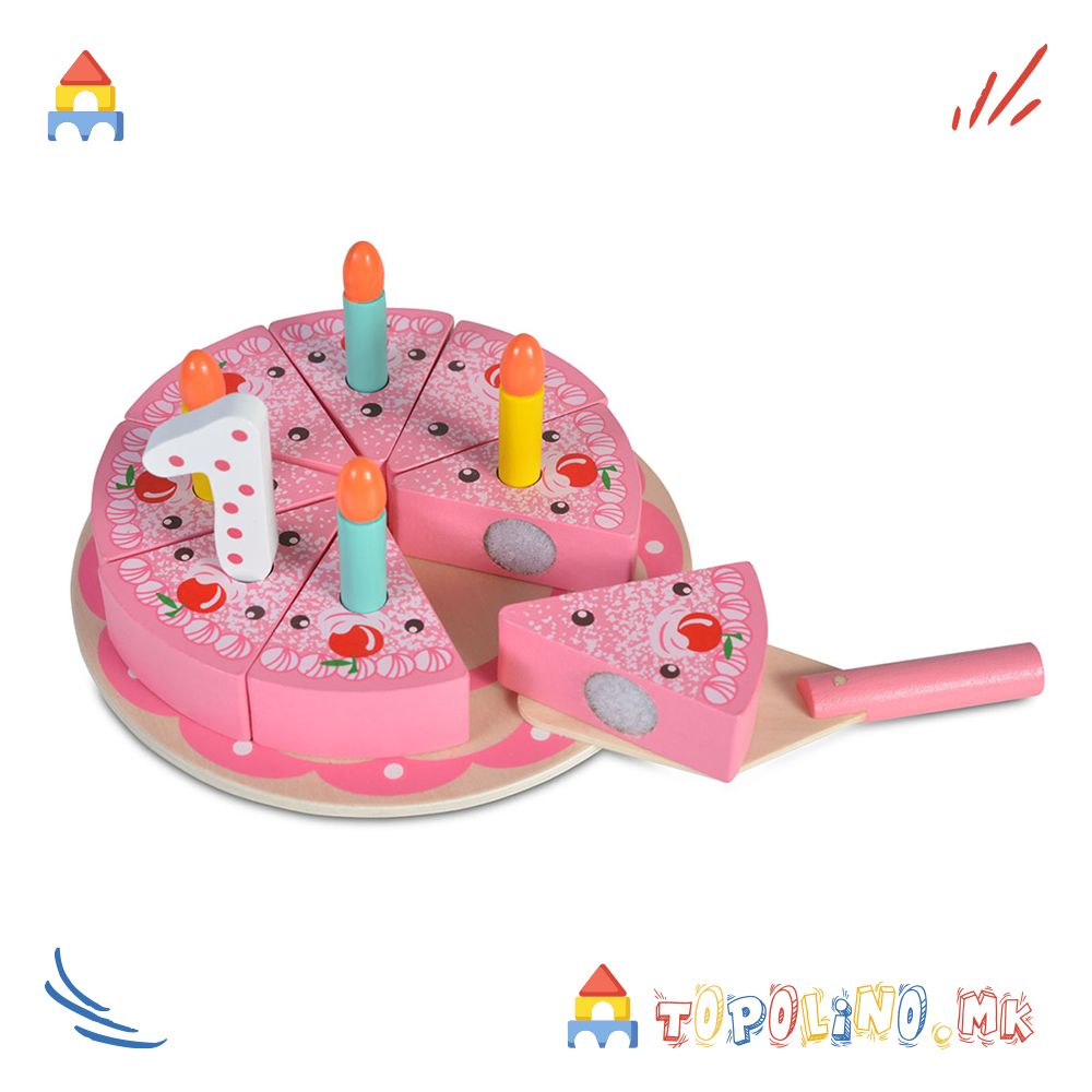 Дрвена Играчка Роденденска Торта - Moni Toys