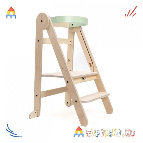 Дрвена Кула за Учење на Склопување Mint – Mamatoyz