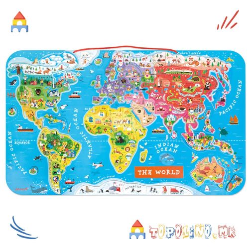 Магнетна Табла Мапа на Светот - Janod