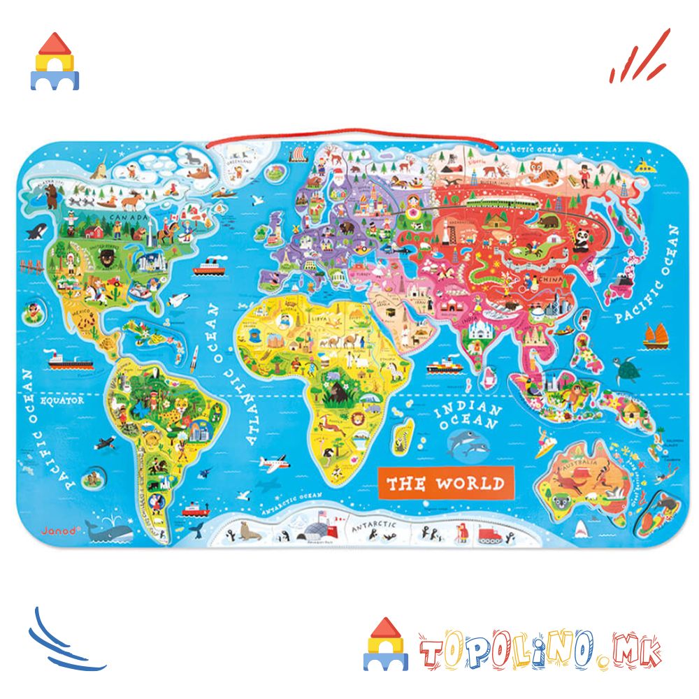Магнетна Табла Мапа на Светот - Janod