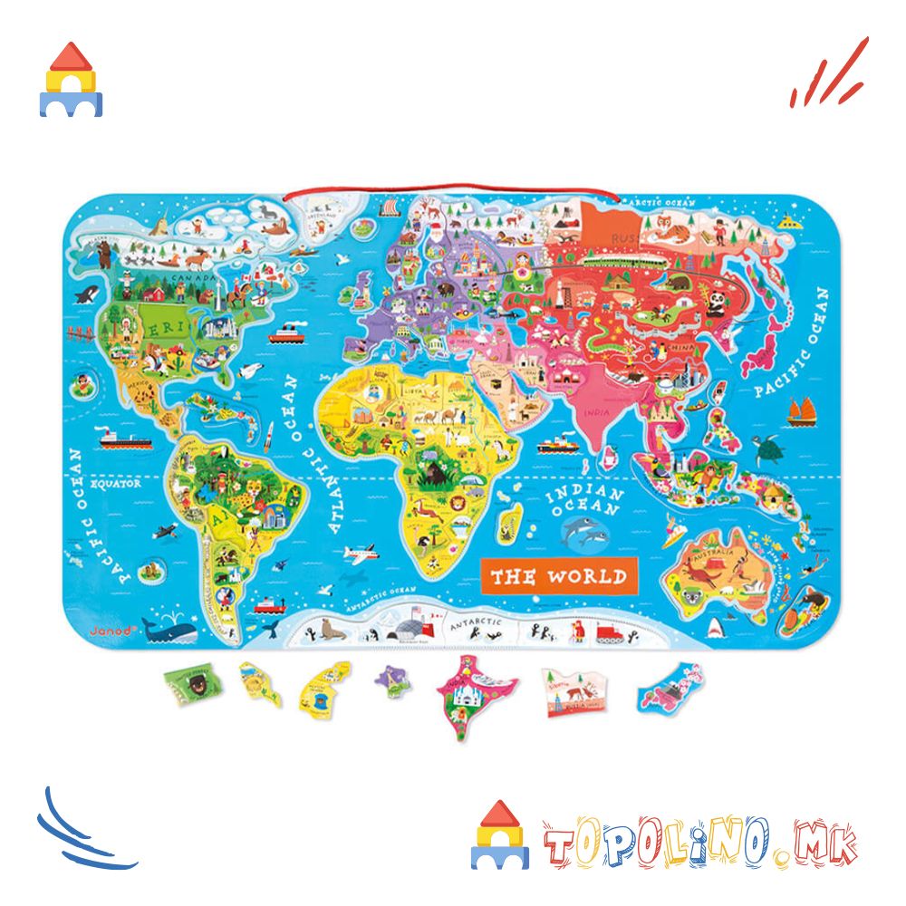 Магнетна Табла Мапа на Светот - Janod - Image 4