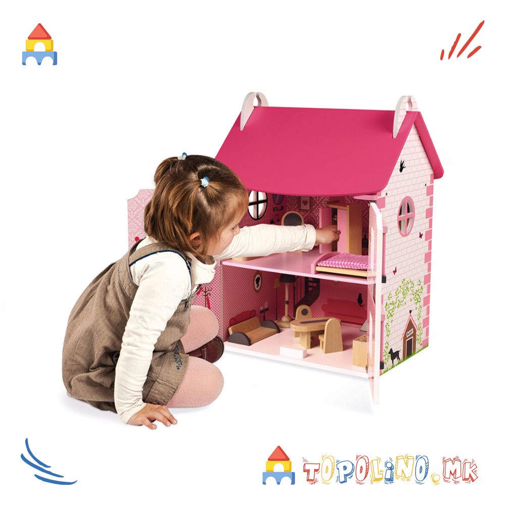 Дрвена Куќичка за Кукли Mademoiselle - Janod - Image 2