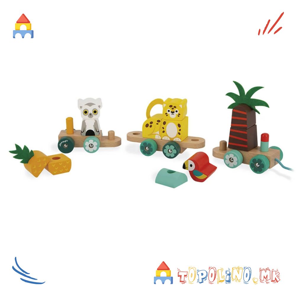 Играчка за Влечење Воз Тропик - Janod - Image 2