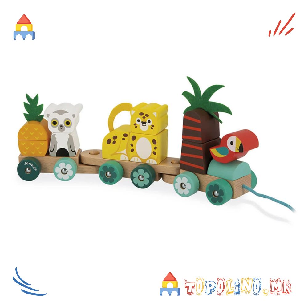 Играчка за Влечење Воз Тропик - Janod - Image 3