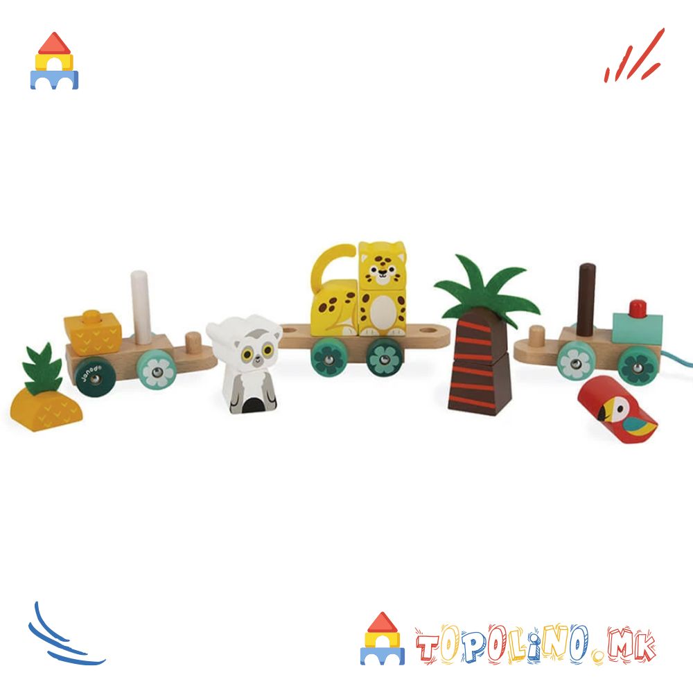 Играчка за Влечење Воз Тропик - Janod - Image 5