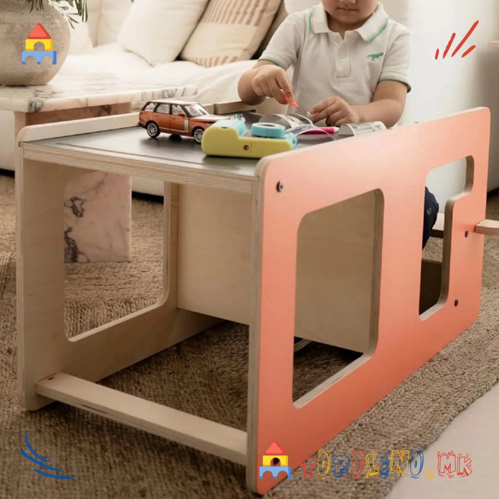 Дрвена Кула за Учење 2 во 1 Terra Cotta Pink - Mamatoyz - Image 3