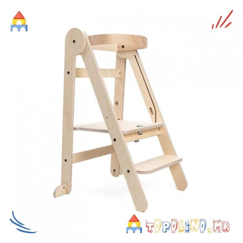 Дрвена Кула за Учење на Склопување Natural - Mamatoyz