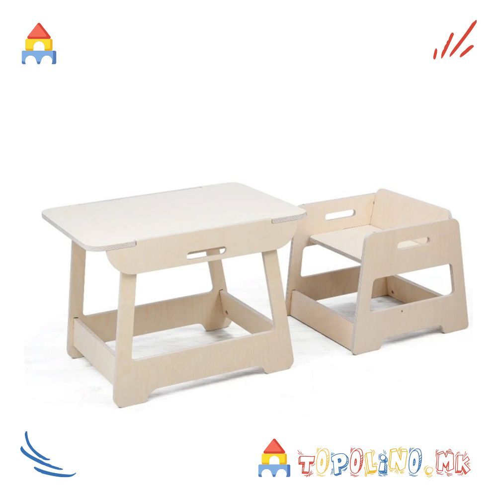 Дрвена Мултифункционална Маса за Преповивање и Игра - Mamatoyz - Image 6