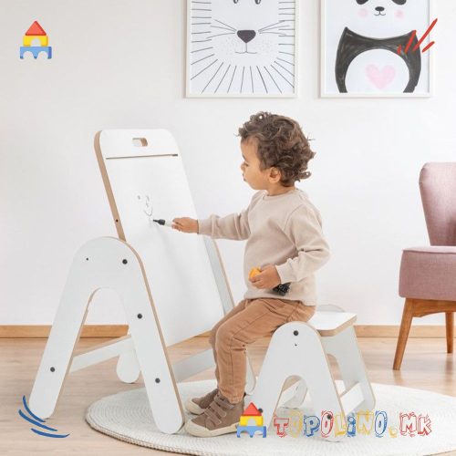 Дрвена Маса и Табла за Пишувње 2 во 1 Massam MDF White - Mamatoyz