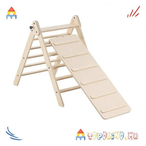 Дрвен Пиклер Триаголник, Лизгалка и Скали за Качување - Mamatoyz