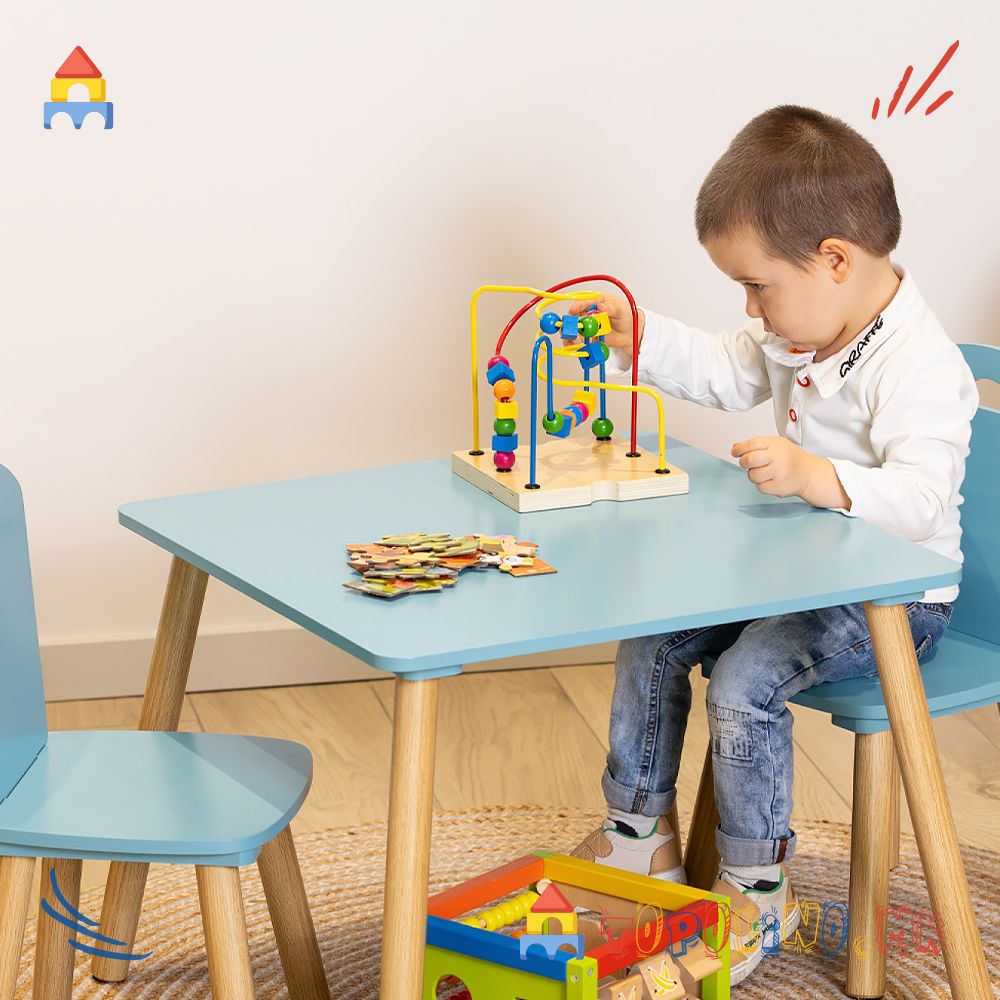 Дрвена Масичка со Две Столчиња Blue - Chipolino - Image 2