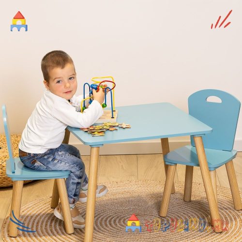 Дрвена Масичка со Две Столчиња Blue - Chipolino