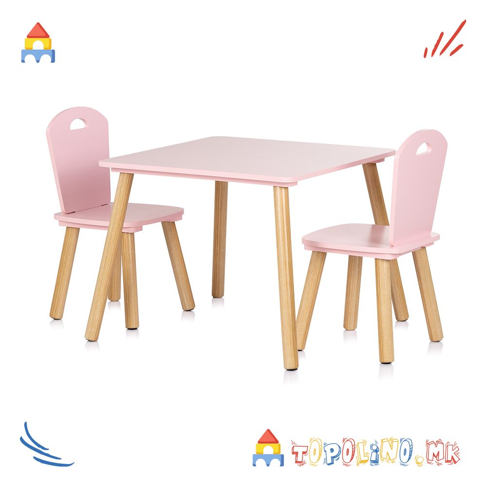 Дрвена Масичка со Две Столчиња Pink - Chipolino - Image 4