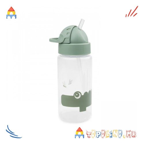 Шише со Цевка 350ml Пластично Croco Зелено – Done By Deer
