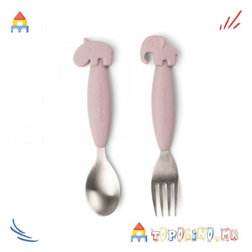 Прибор за Јадење 2пар Инокс и Силикон Friends Море Розе – Done By Deer