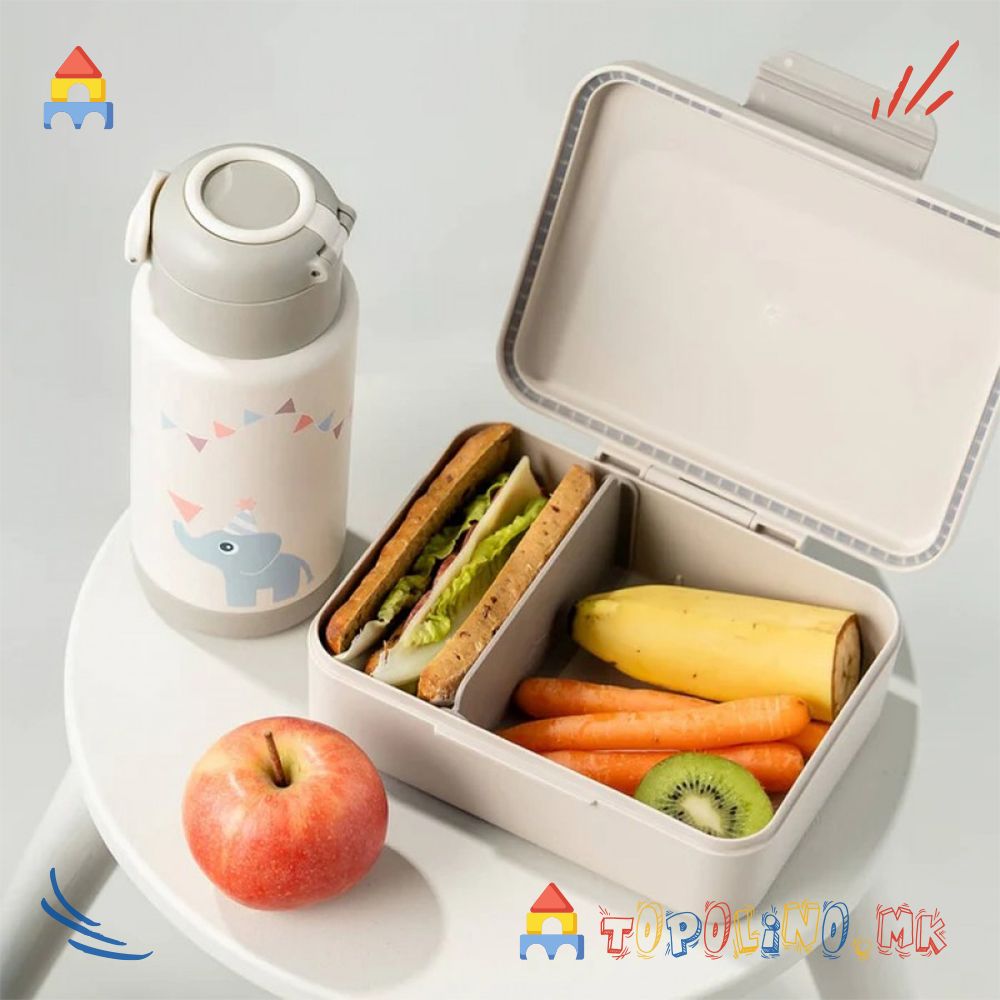 Кутија за Храна со Преграда Крем – Done By Deer - Image 3