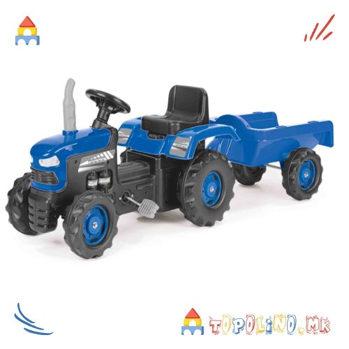 Трактор на Педали со Приколка Син - Dolu