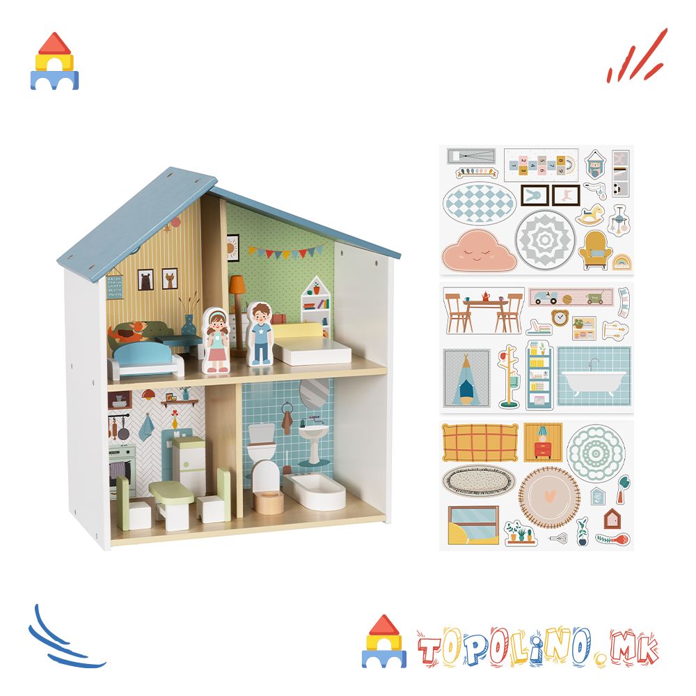 Дрвена Куќичка за Кукли Doll House - Hi Pando - Image 4