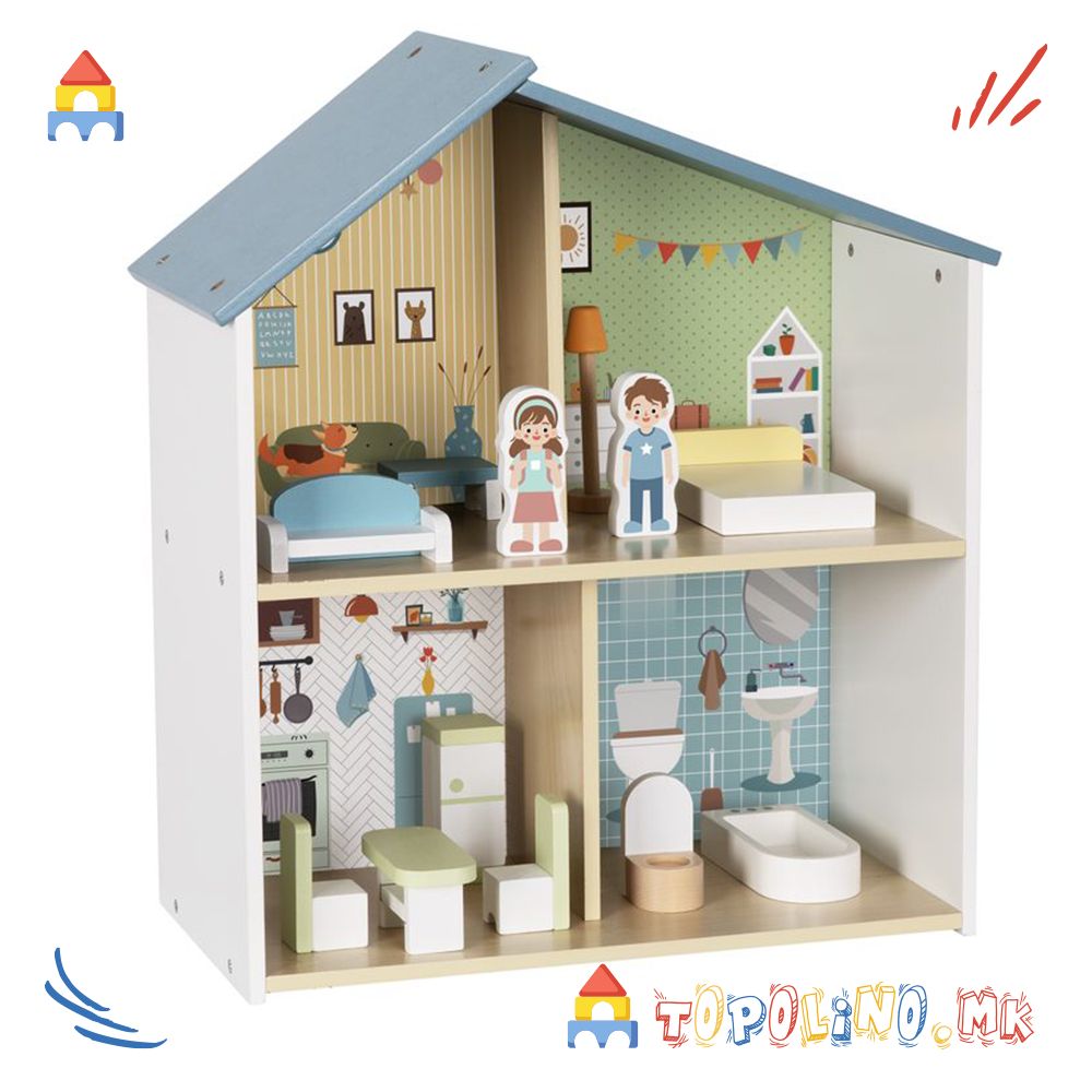 Дрвена Куќичка за Кукли Doll House - Hi Pando