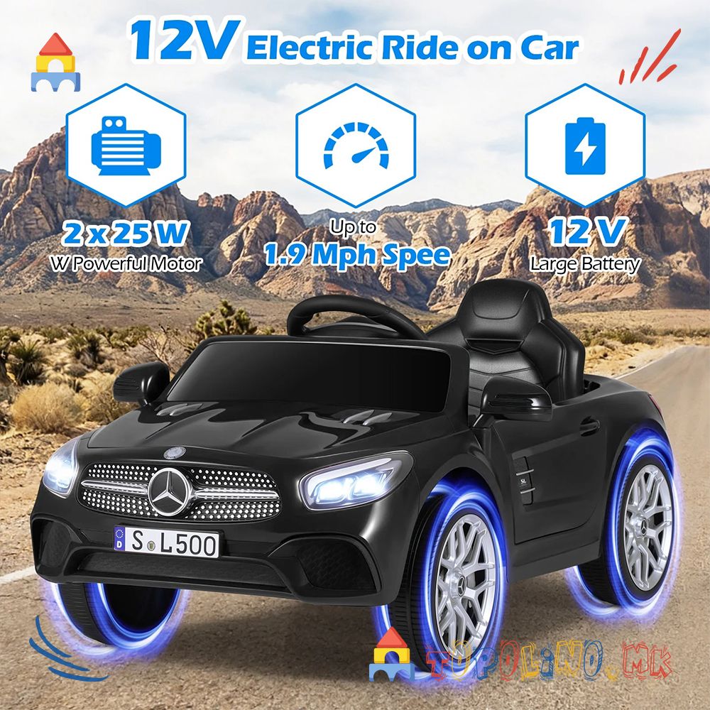 Автомобил на Акумулатор Mercedes SL500 Црн - Image 6