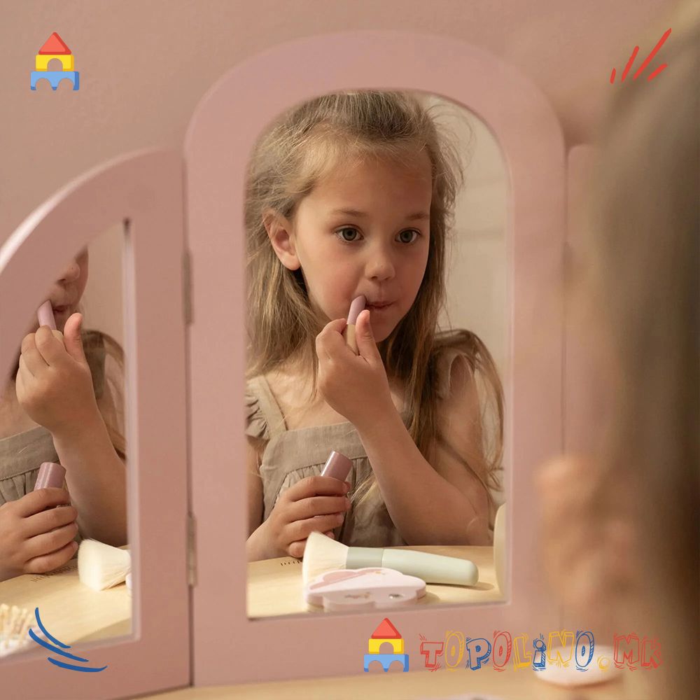 Дрвена Играчка Маса за Шминкање Pink – Little Dutch - Image 4