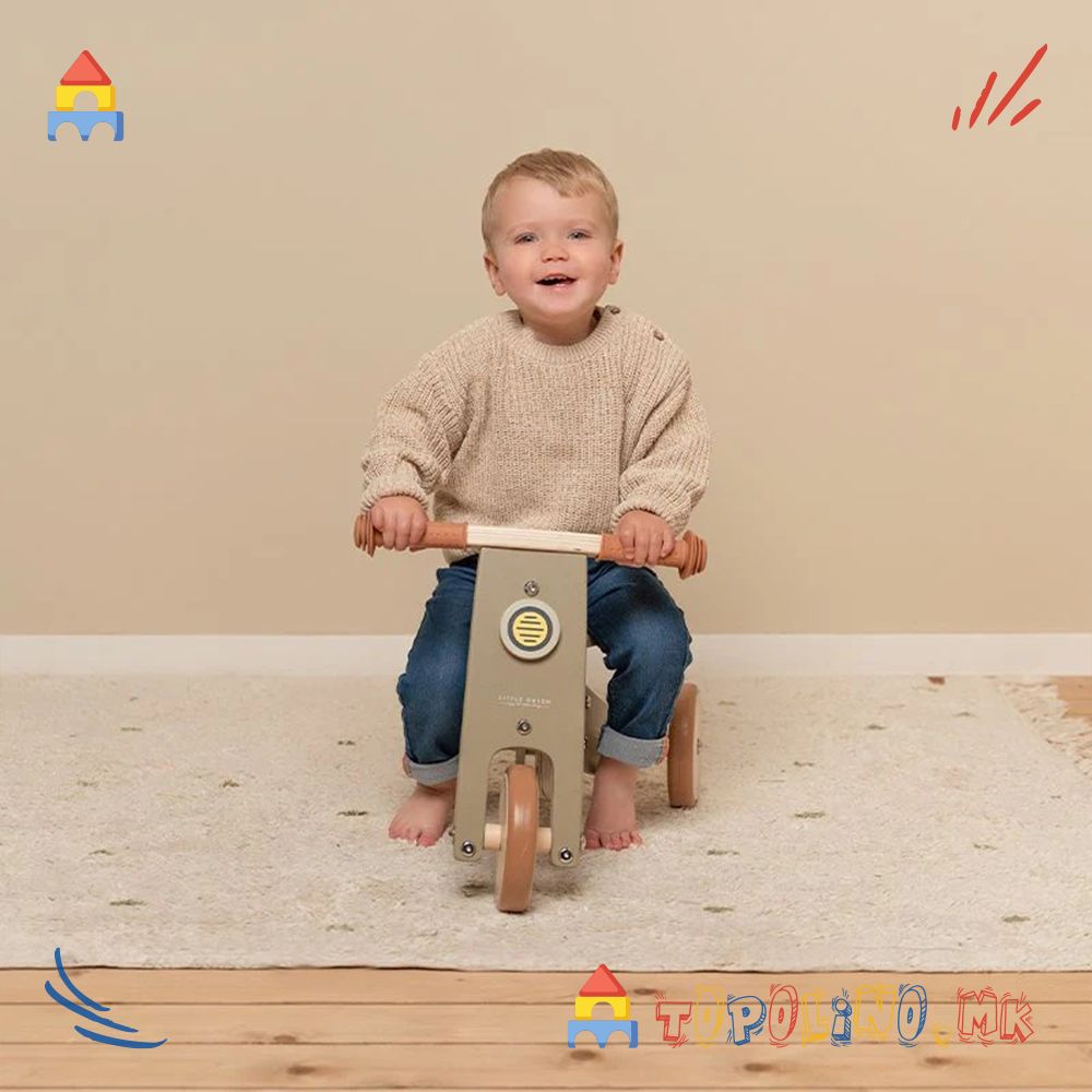 Дрвен Трицикл Зелен – Little Dutch - Image 3