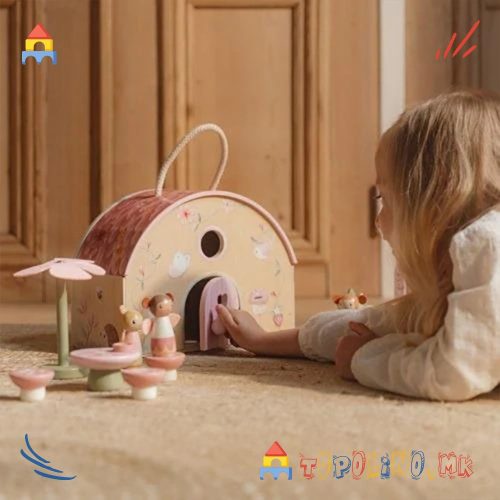 Дрвена Куќичка за Кукли Волшебна Градина – Little Dutch