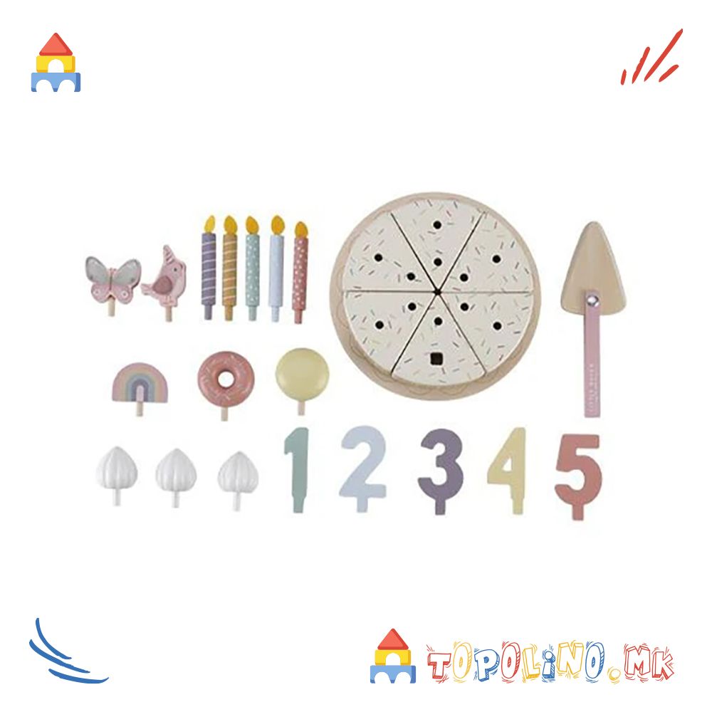 Дрвена Играчка Роденденска Торта Розе – Little Dutch - Image 3