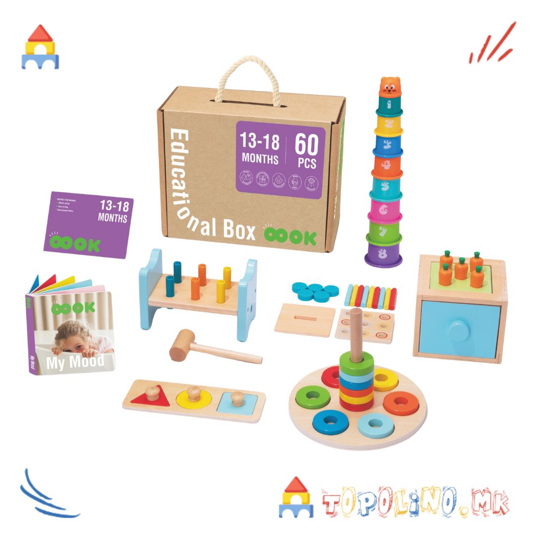 Дрвена Играчка Едукативен Сет 13-18 Месеци - Tooky Toy - Image 2