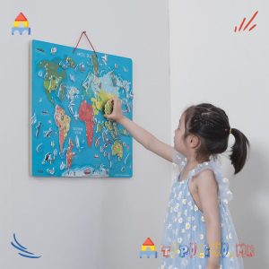 Дрвена Играчка Табла Magnetic World Puzzle + Dry Erase - Viga