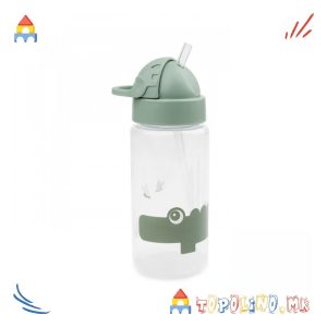 Шише со Цевка 350ml Пластично Croco Зелено - Done By Deer