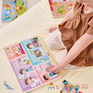 Дрвена Играчка Звучна Сложувалка Куќа - Viga