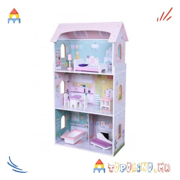 Дрвена куќичка за кукли Ана - Moni Toys