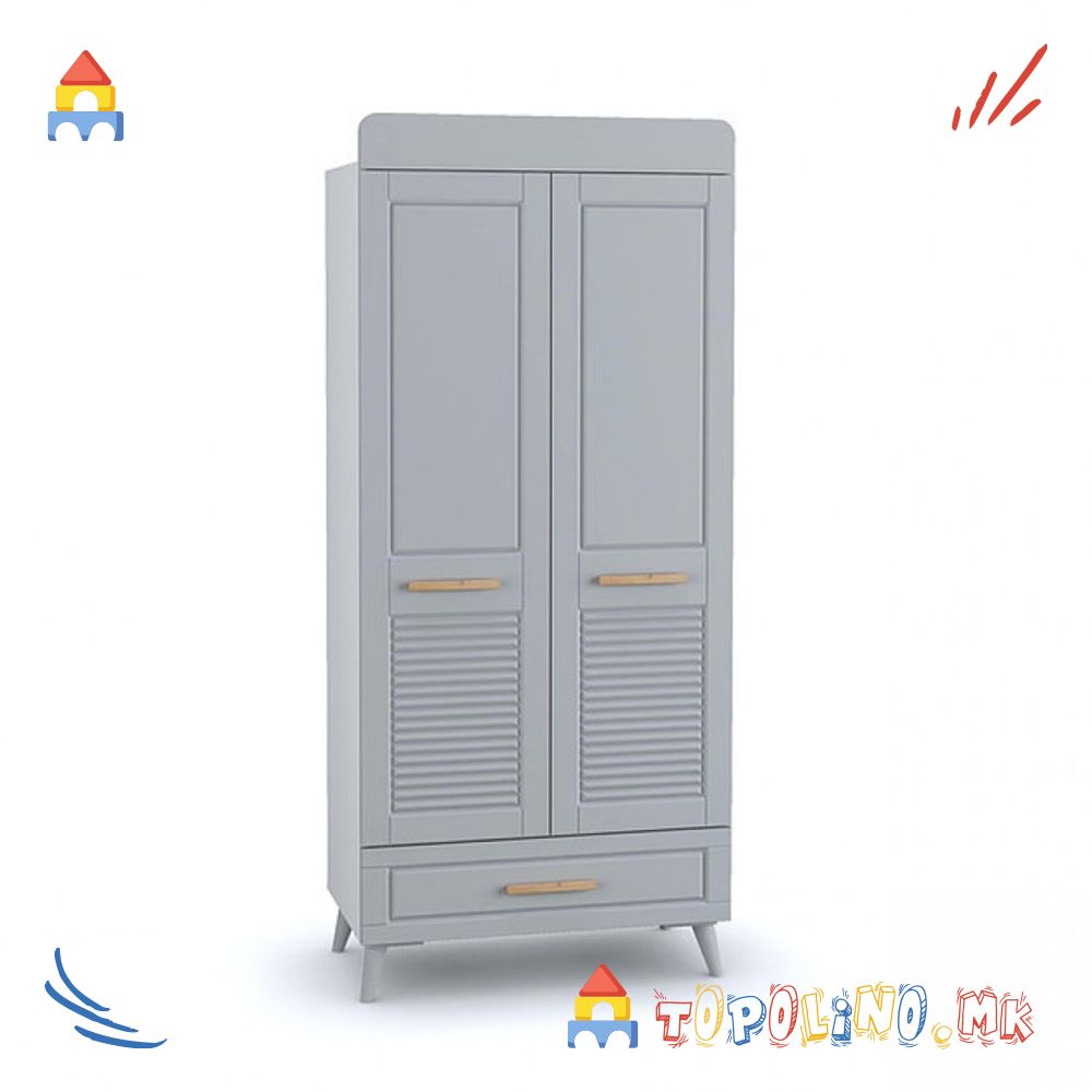 Гардеробер Со Две Врати 85x190x50 Truva Gray - Ilknur Bebe