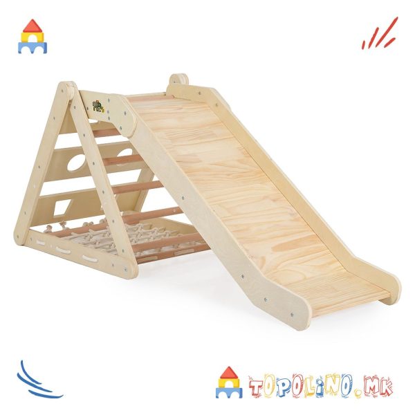 Дрвена Лизгалка и Тријаголник 2 во 1 Pickler - Moni Toys Голем Есенски Попуст