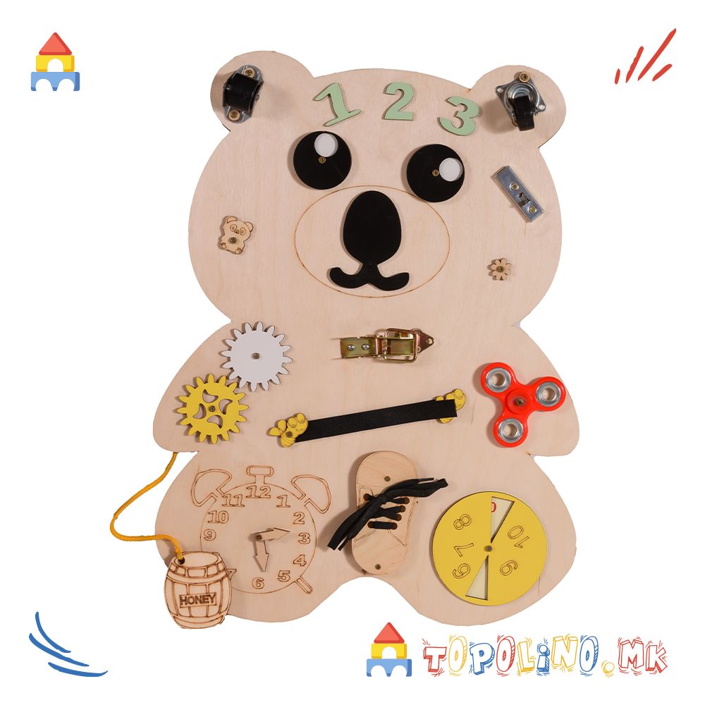 Дрвена Играчка Мечка Montessori - Moni Toys - Голем Попуст