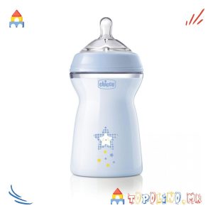 Шише Пластично Natural Feeling 330мл Сино 6М+ Силикон - Chicco