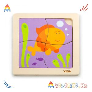 Дрвена Играчка Сложувалка Риба - Viga